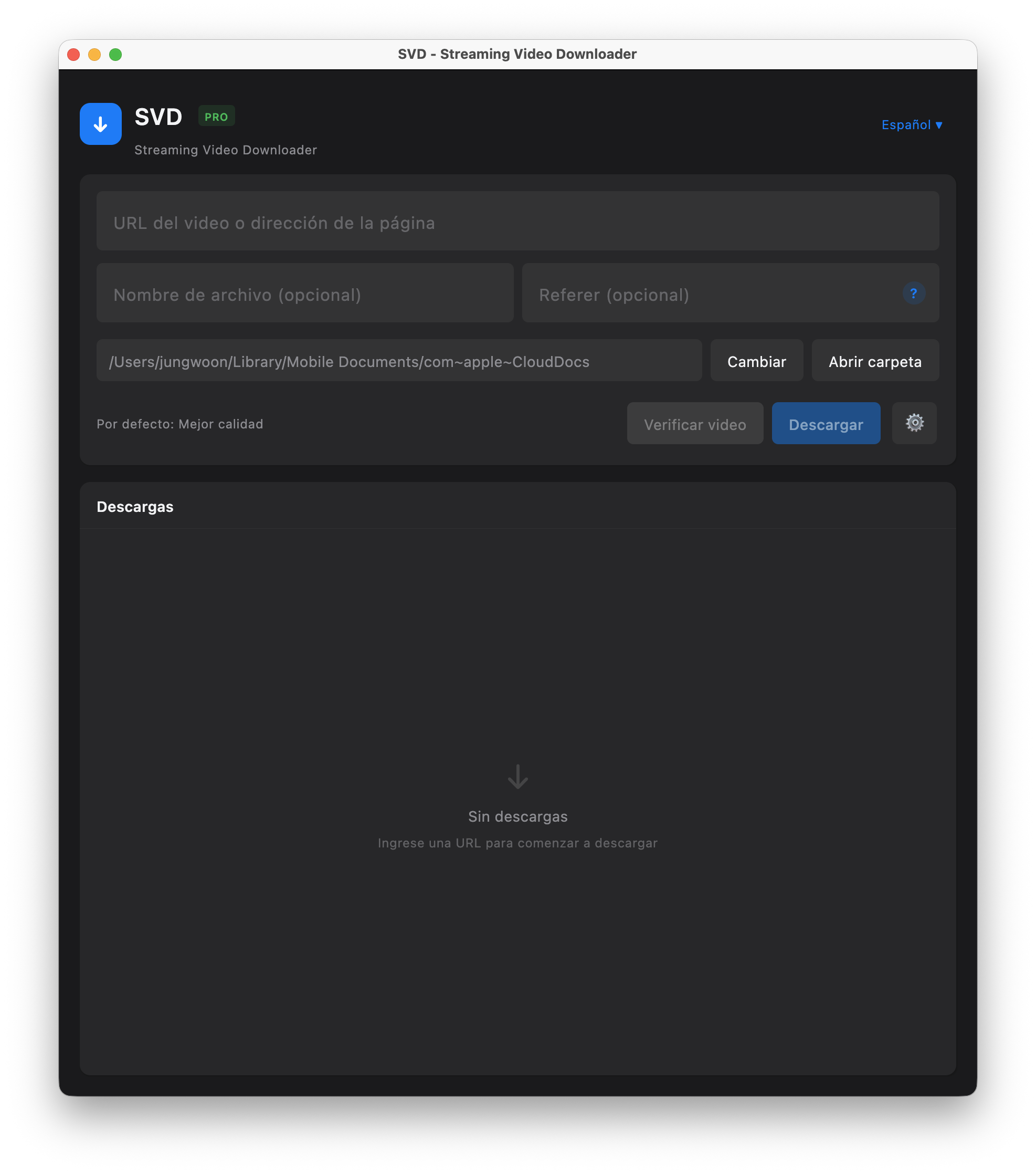 Interfaz de la aplicación SVD